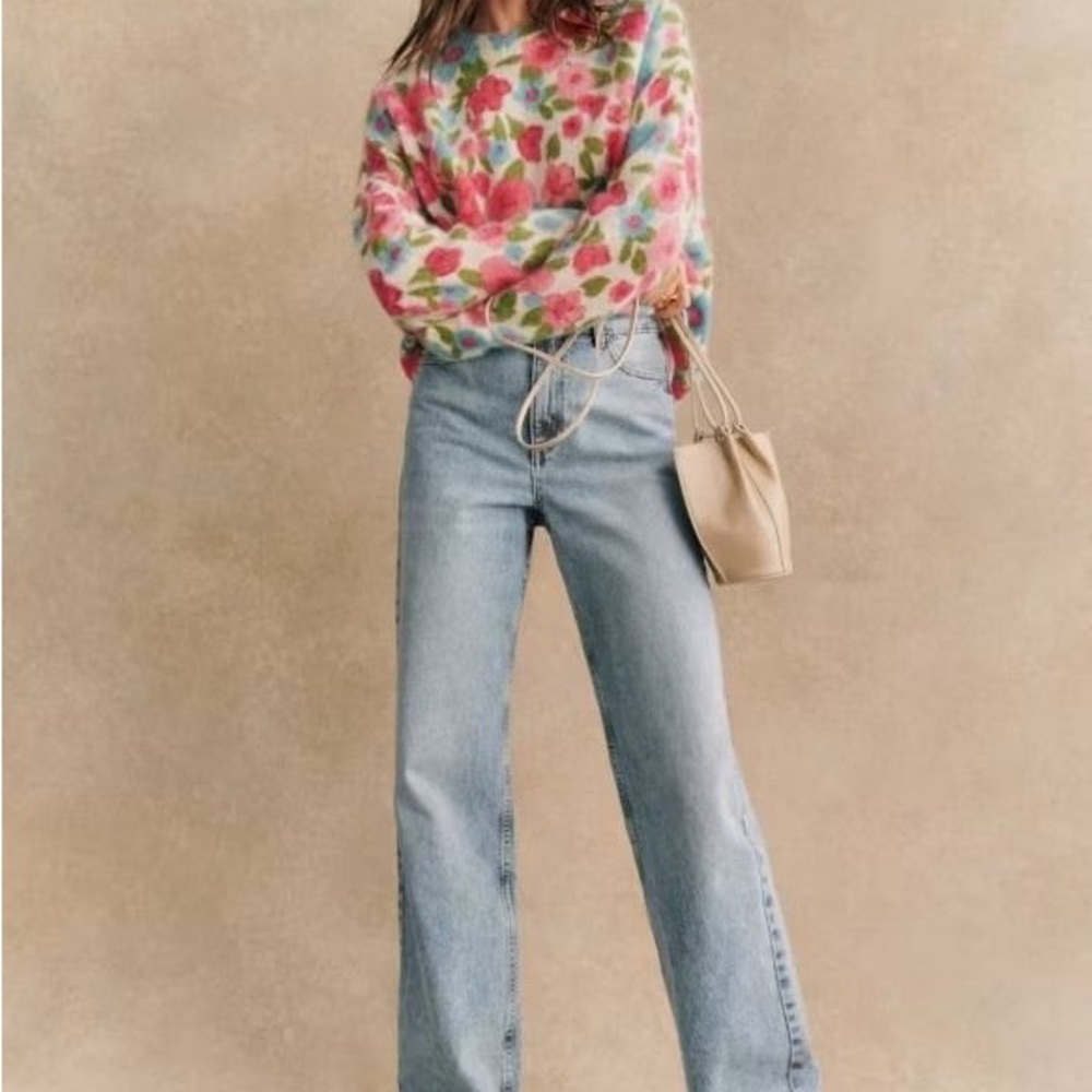 Sezane Floral Cardigan - Pink and Green